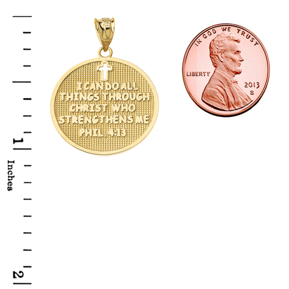 Gold Philippians 4:13 | I Can Do All Things Through Christ Who Strengthens Me Pendant Necklace, view 3