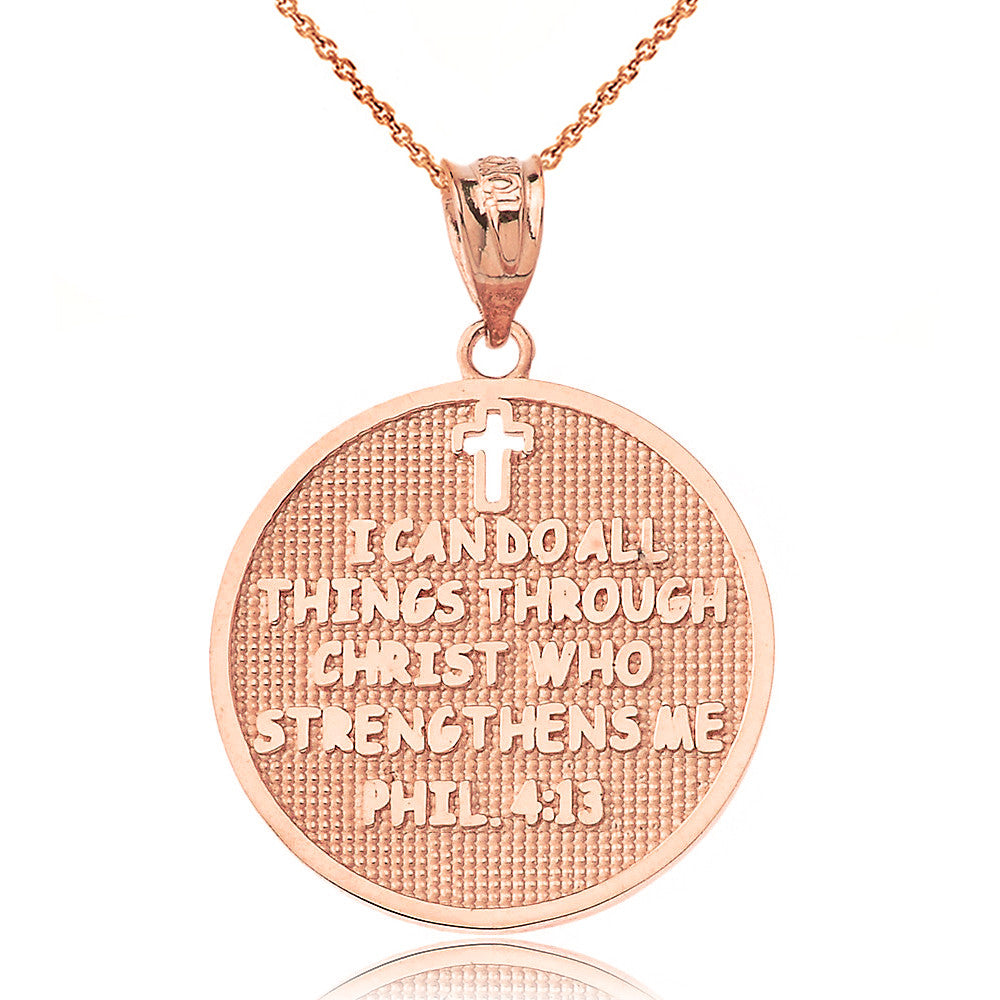 Gold Philippians 4:13 | I Can Do All Things Through Christ Who Strengthens Me Pendant Necklace, view 4