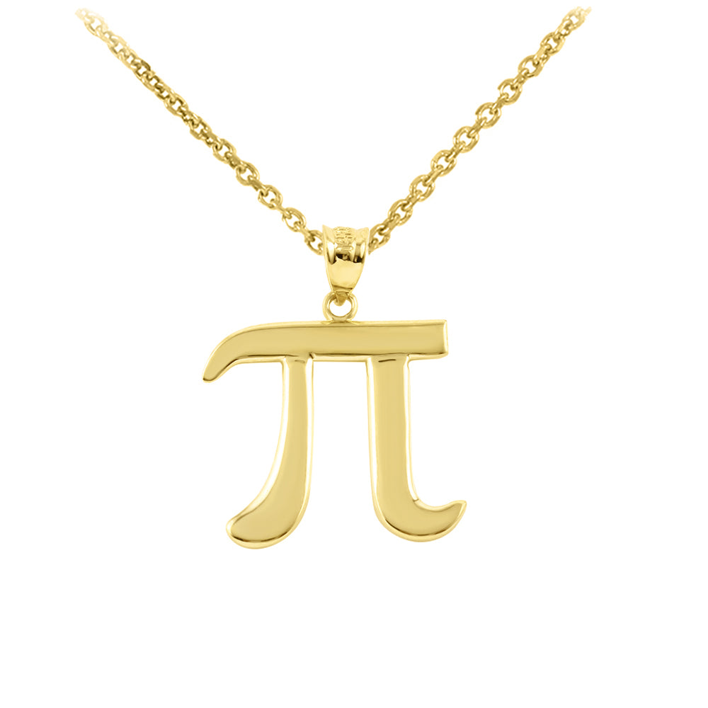 Gold Pi Symbol Math Pendant Necklace