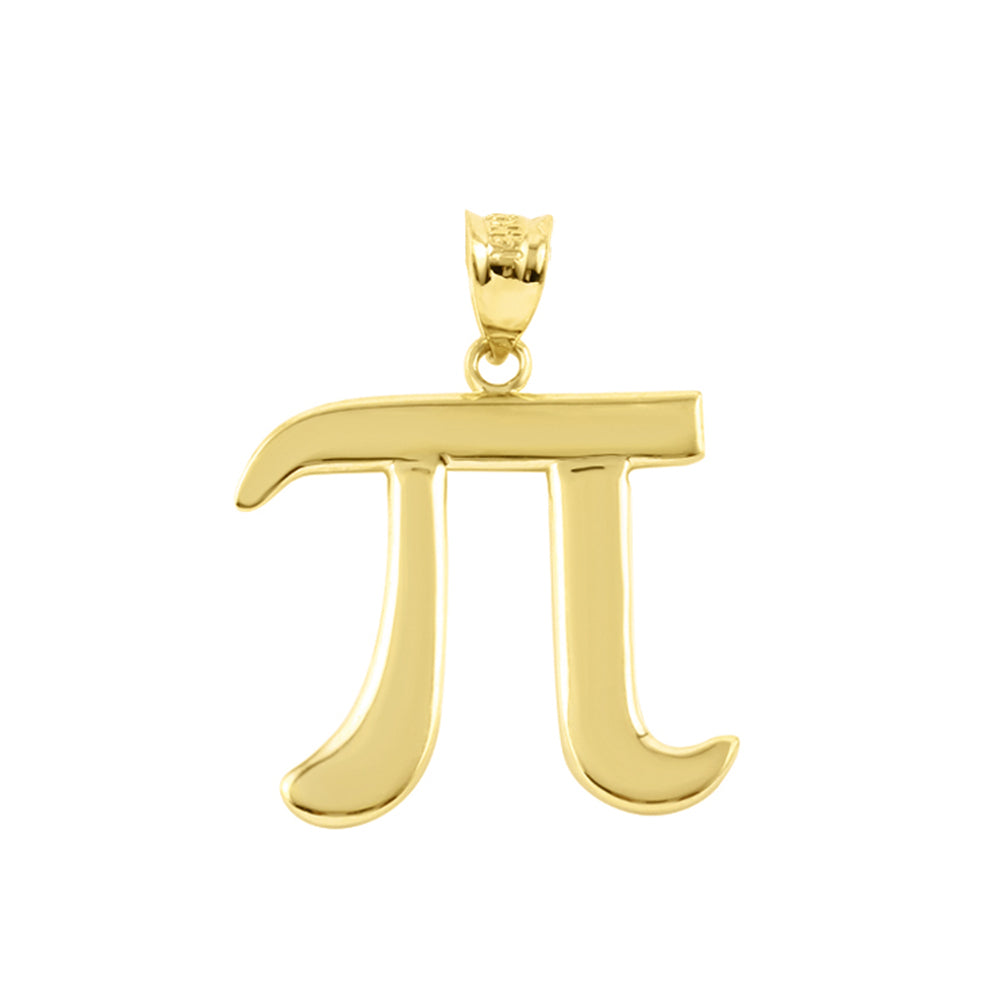 Gold Pi Symbol Math Pendant Necklace, view 2
