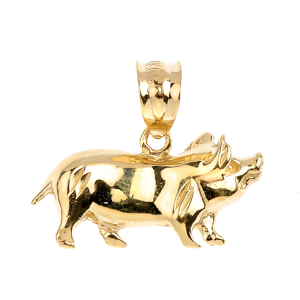 Gold Pig Charm Pendant Necklace