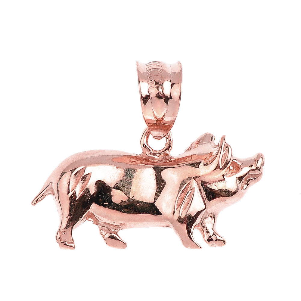 Gold Pig Charm Pendant Necklace, view 2