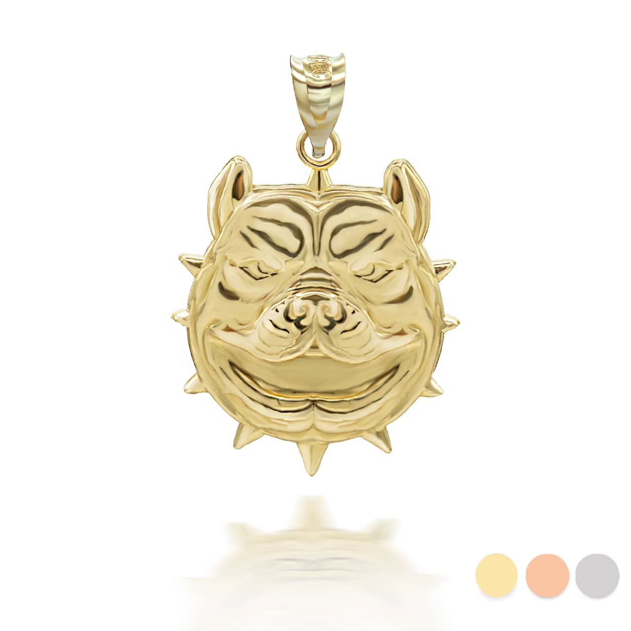 Gold Pitbull Dog Head Pendant
