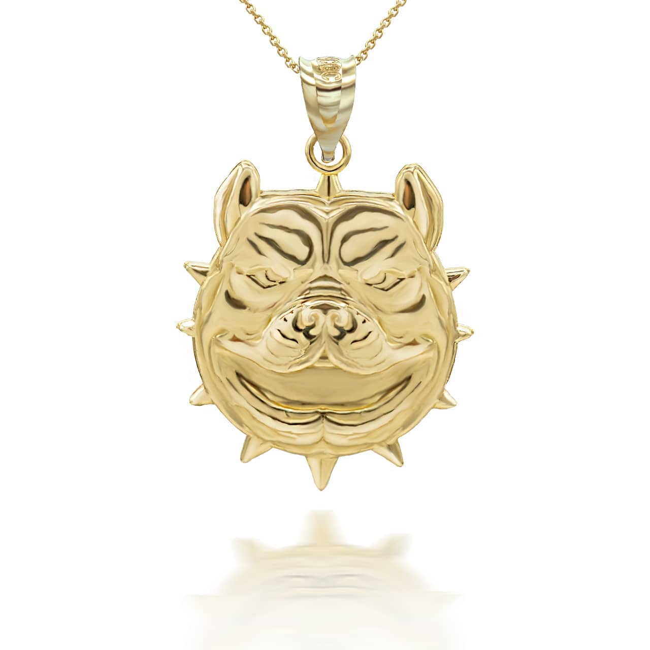 Gold Pitbull Dog Head Pendant, view 2