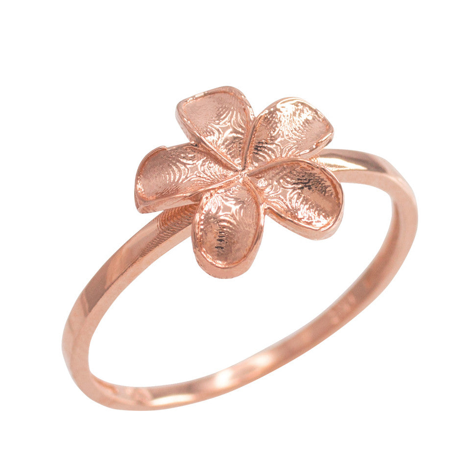 Gold Plumeria Flower Ring - Hawaiian Jewelry, view 3
