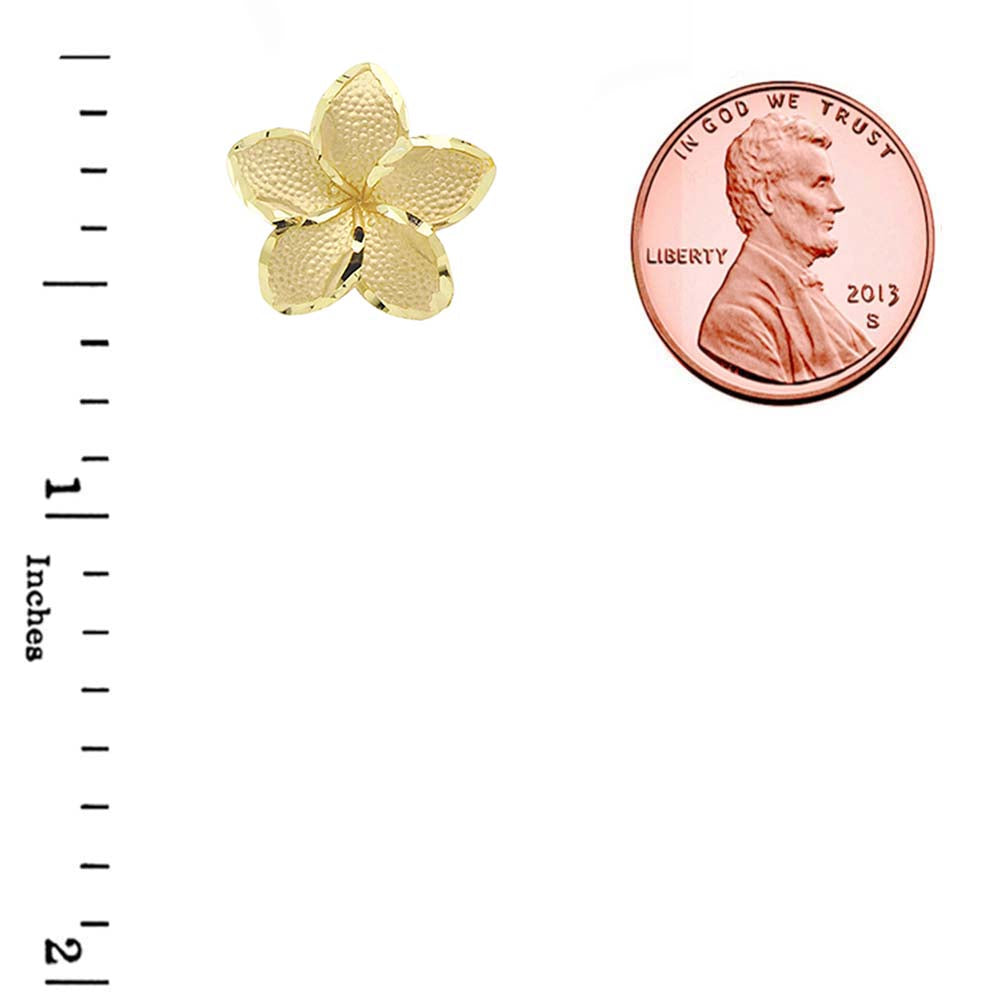 Gold Plumeria Flowers Stud Earrings, view 3