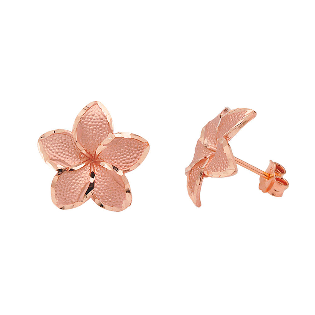 Gold Plumeria Flowers Stud Earrings, view 4