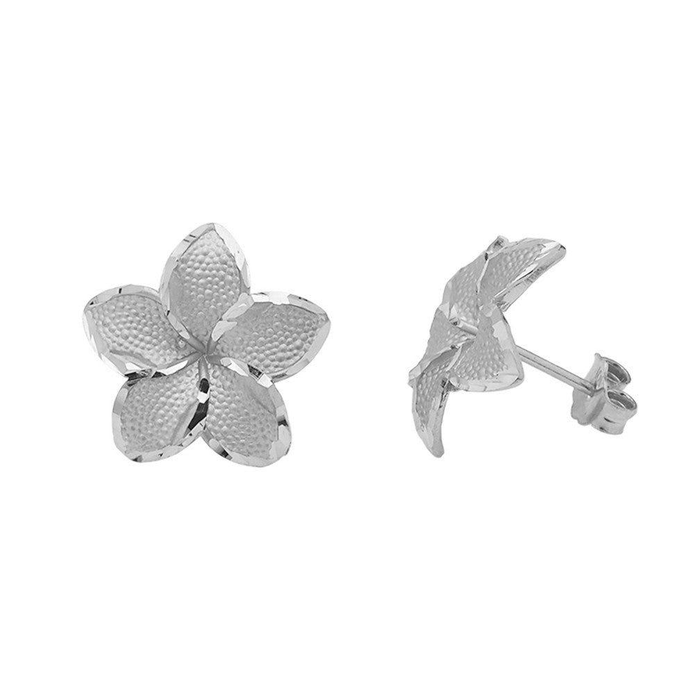 Gold Plumeria Flowers Stud Earrings, view 5