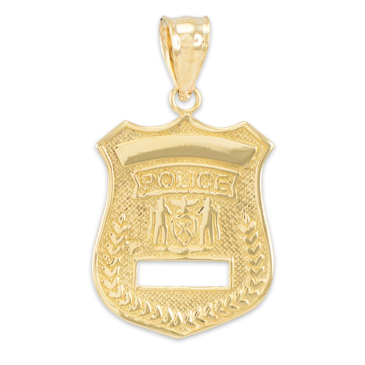 Gold Police Badge Charm Pendant Necklace, view 2