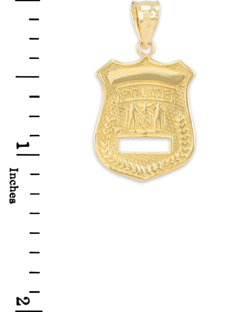 Gold Police Badge Charm Pendant Necklace, view 3