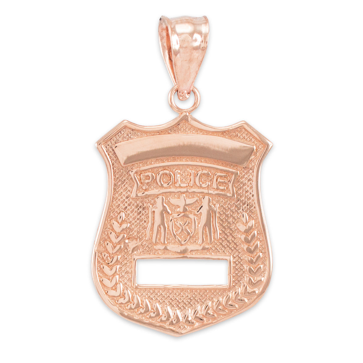 Gold Police Badge Charm Pendant Necklace, view 5