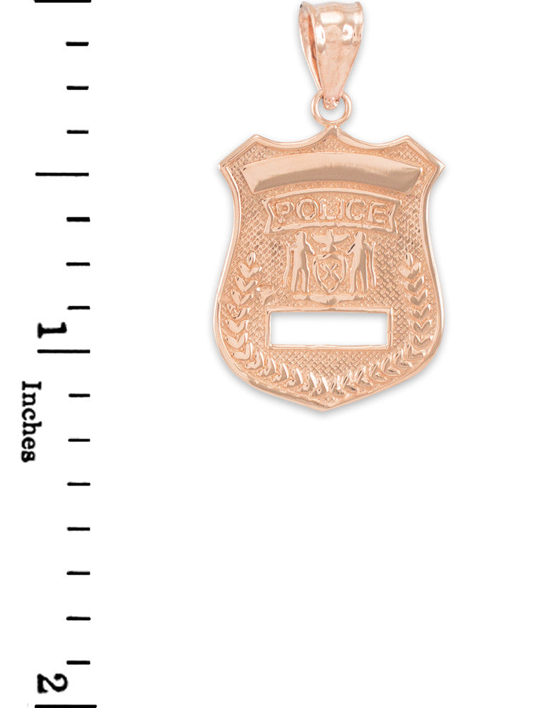 Gold Police Badge Charm Pendant Necklace, view 6
