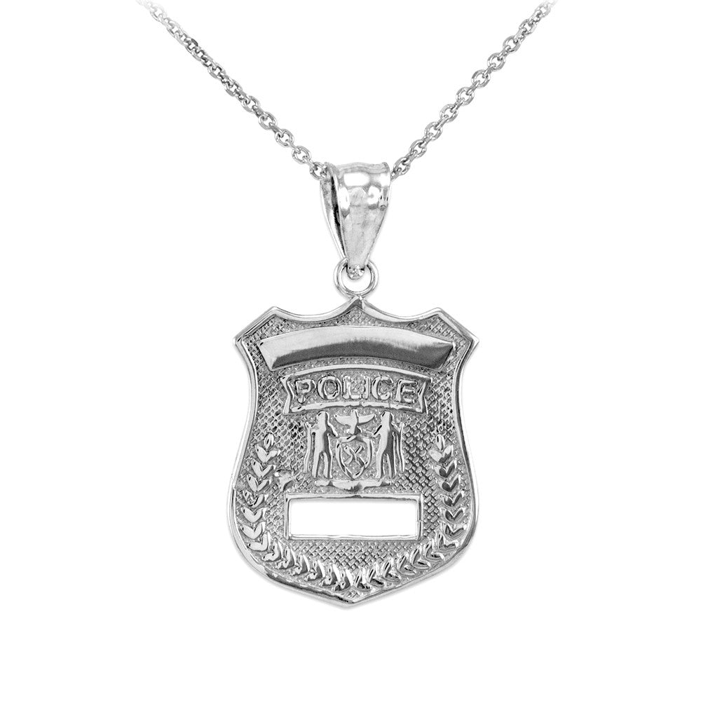 Gold Police Badge Charm Pendant Necklace, view 7