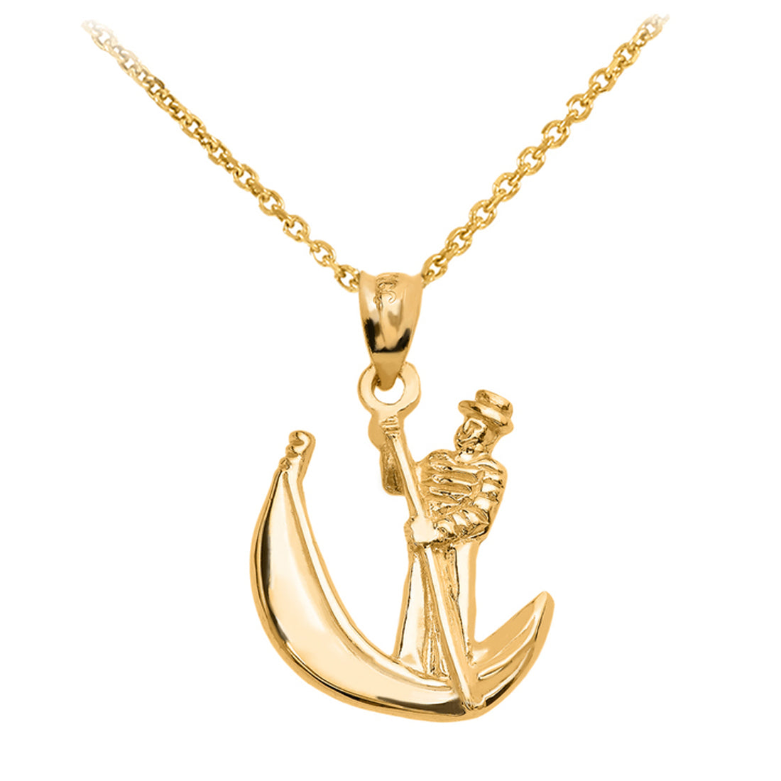 Gold Polished Gondola Pendent Necklace