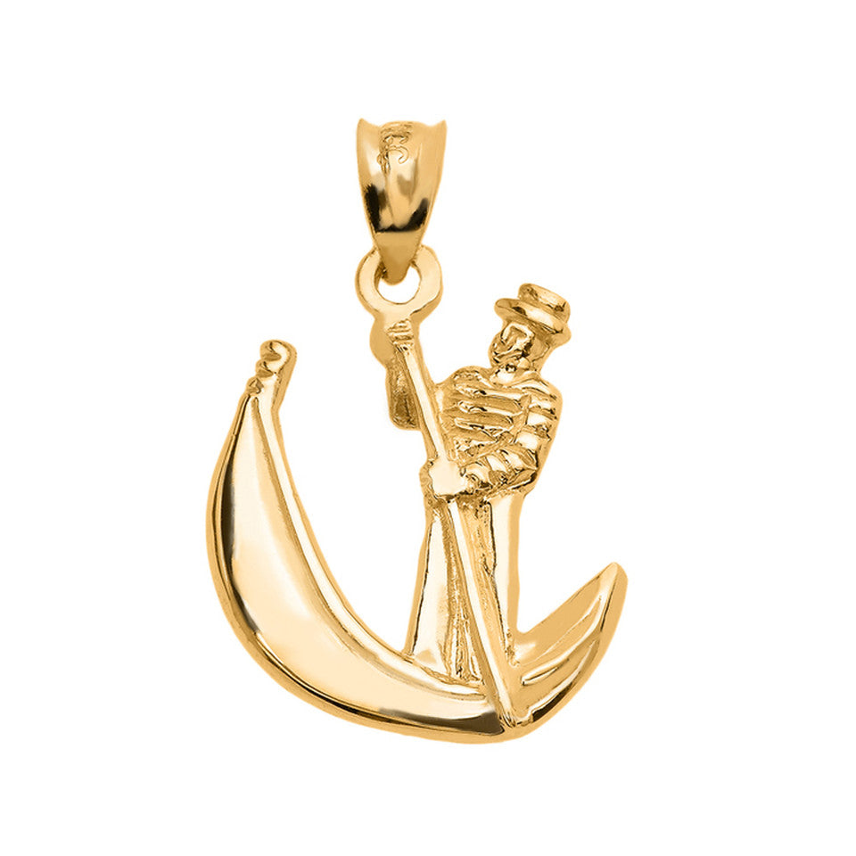 Gold Polished Gondola Pendent Necklace, view 3