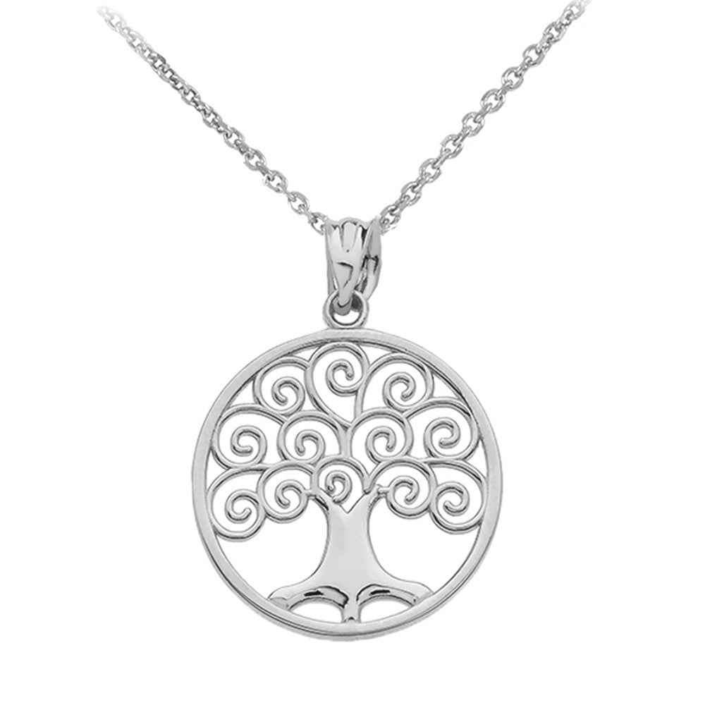 Gold Polished Tree of Life Openwork Pendant Necklace, view 3