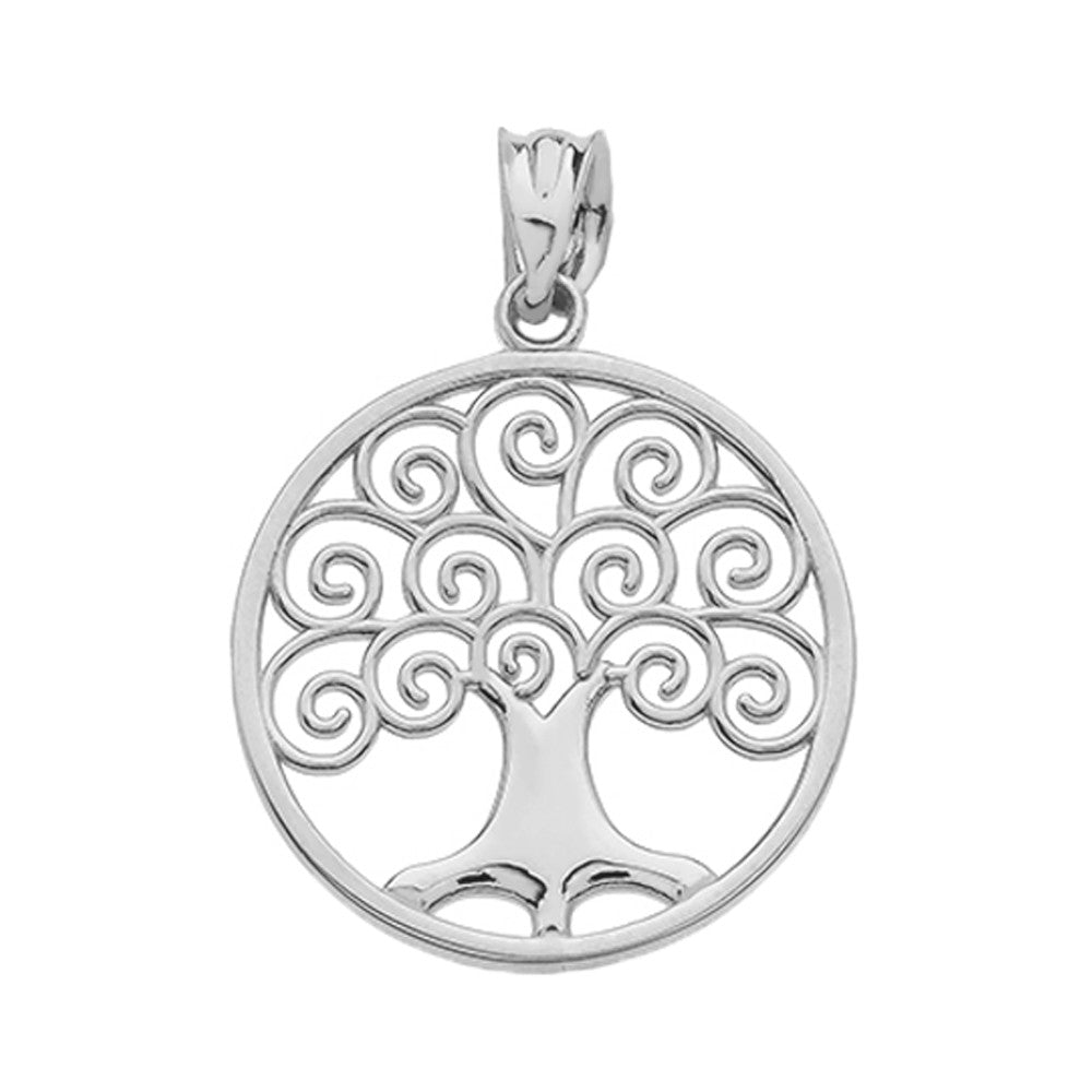 Gold Polished Tree of Life Openwork Pendant Necklace, view 6