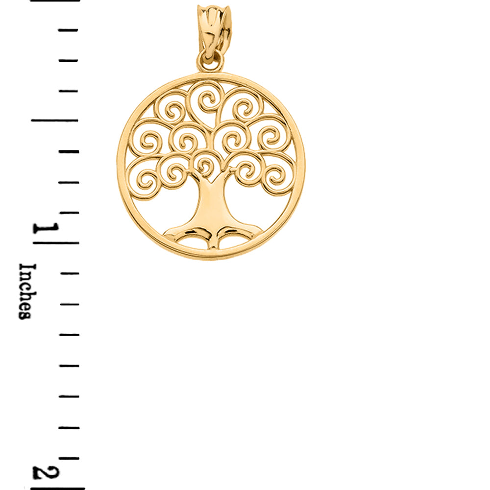 Gold Polished Tree of Life Openwork Pendant Necklace, view 7