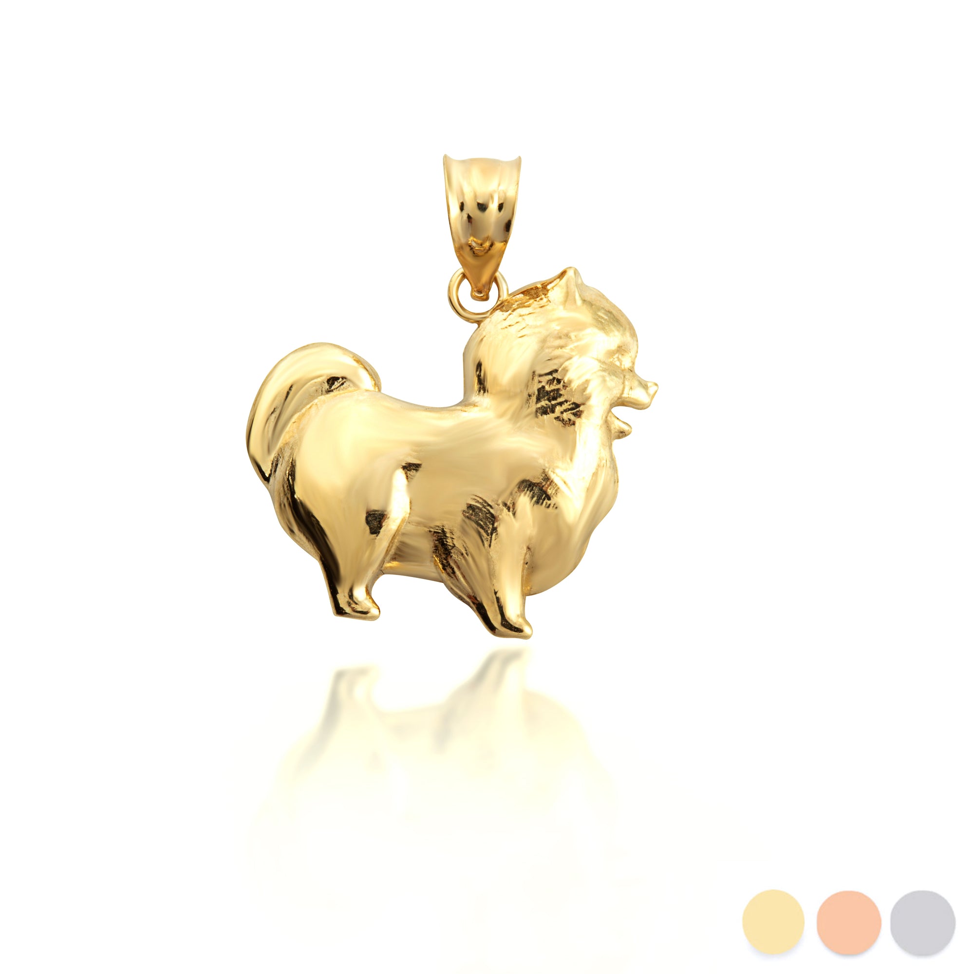 Gold Pomeranian PomChi Chihuahua Pet Dog Pendant Necklace