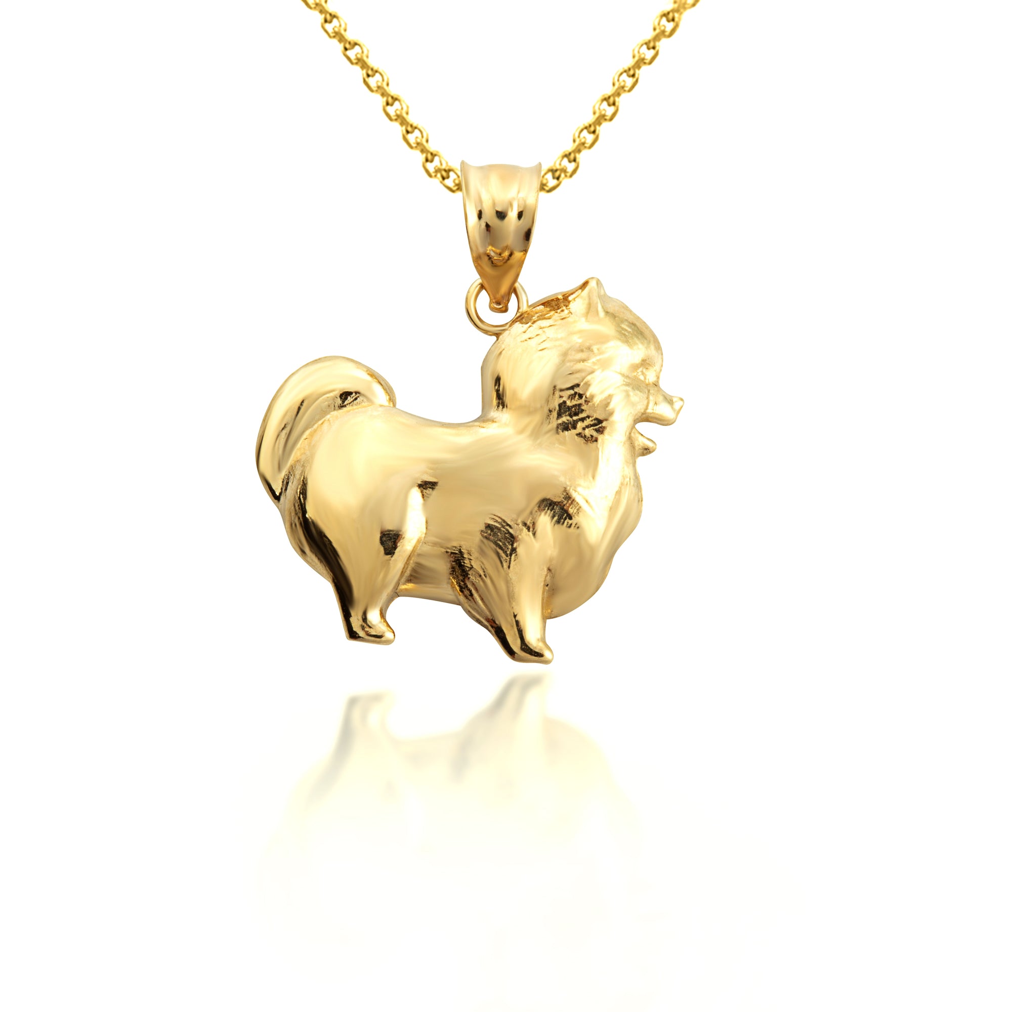 Gold Pomeranian PomChi Chihuahua Pet Dog Pendant Necklace, view 4