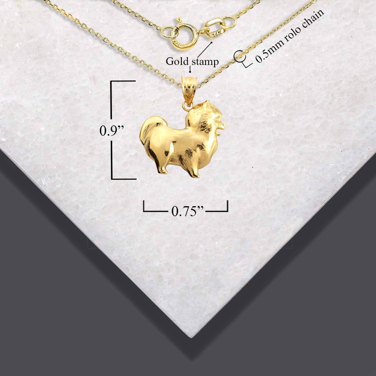 Gold Pomeranian PomChi Chihuahua Pet Dog Pendant Necklace, view 5