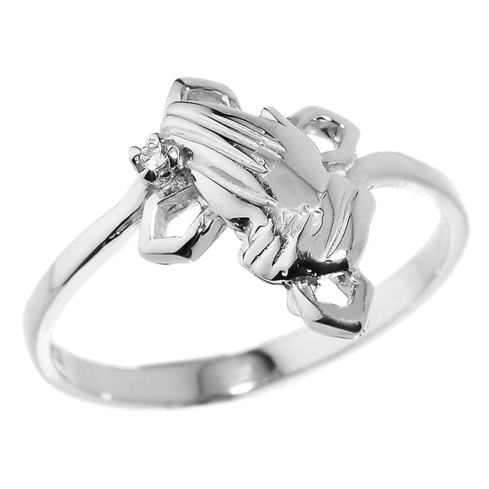 Gold Praying Hands Diamond Ring, view 2