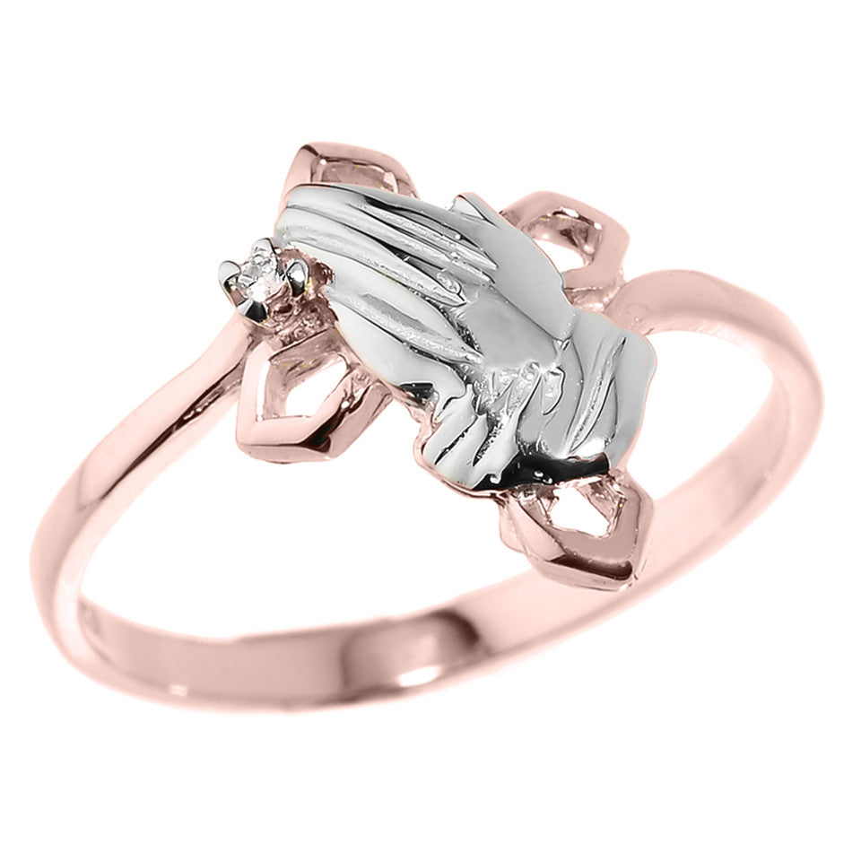 Gold Praying Hands Diamond Ring, view 3