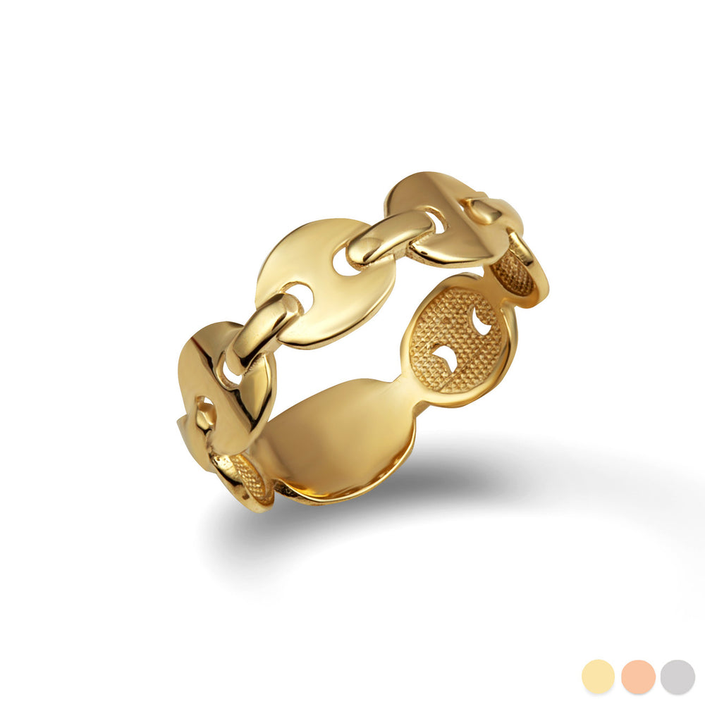 Gold Puff Mariner Chain Link Ring