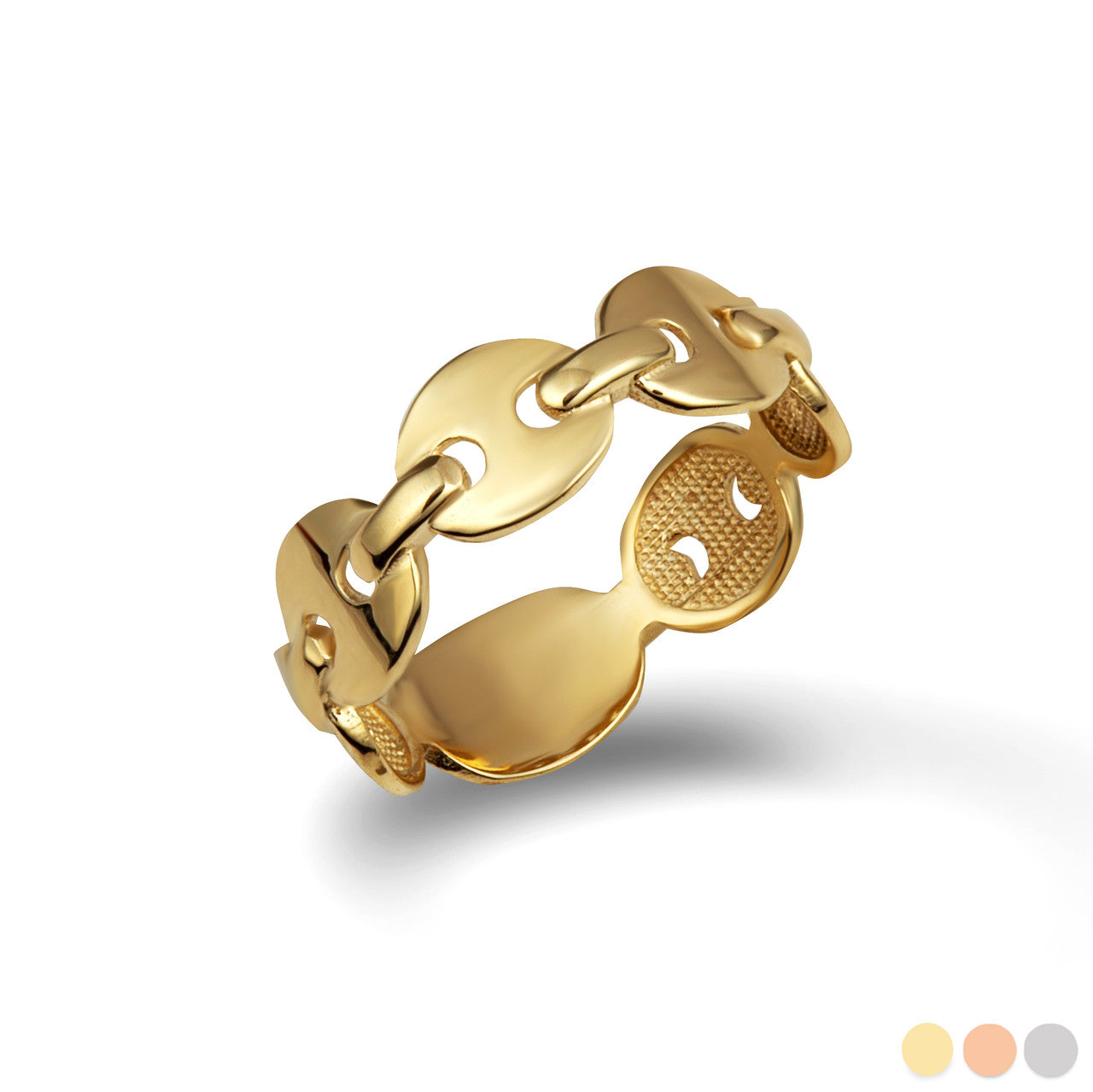 Gold Puff Mariner Chain Link Ring