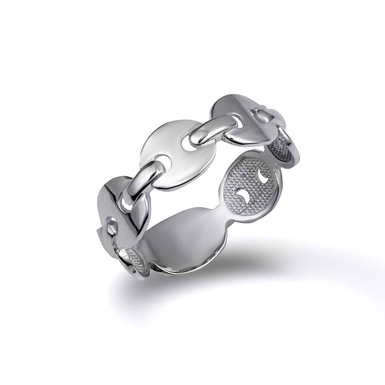 Gold Puff Mariner Chain Link Ring, view 3