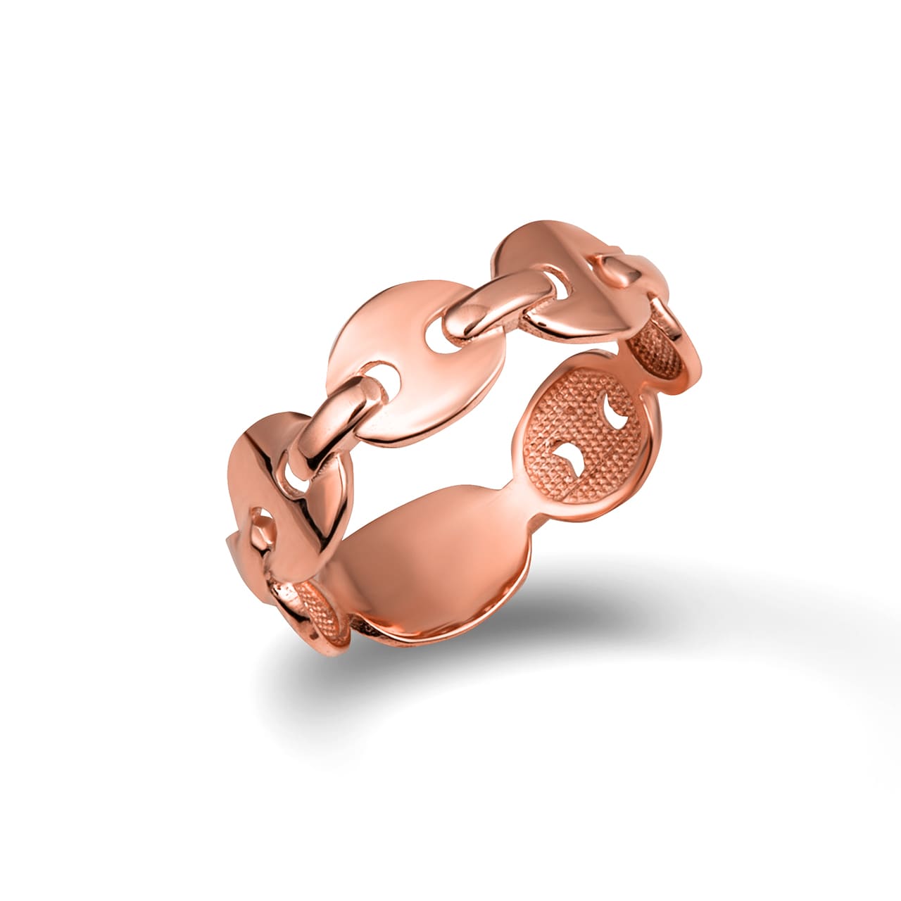 Gold Puff Mariner Chain Link Ring, view 4