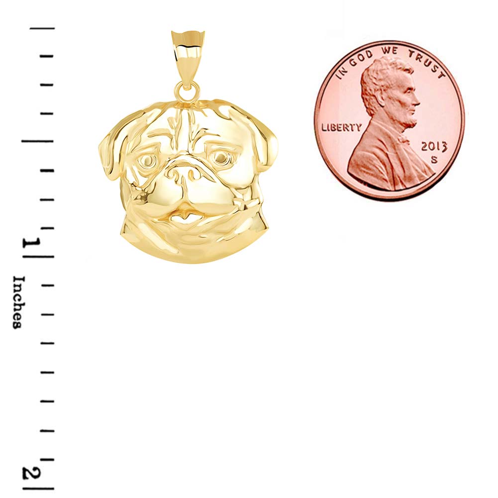 Gold Pug Head Pendant Necklace, view 3