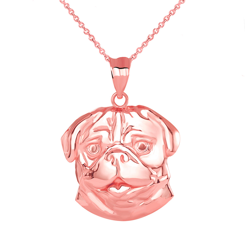 Gold Pug Head Pendant Necklace, view 4