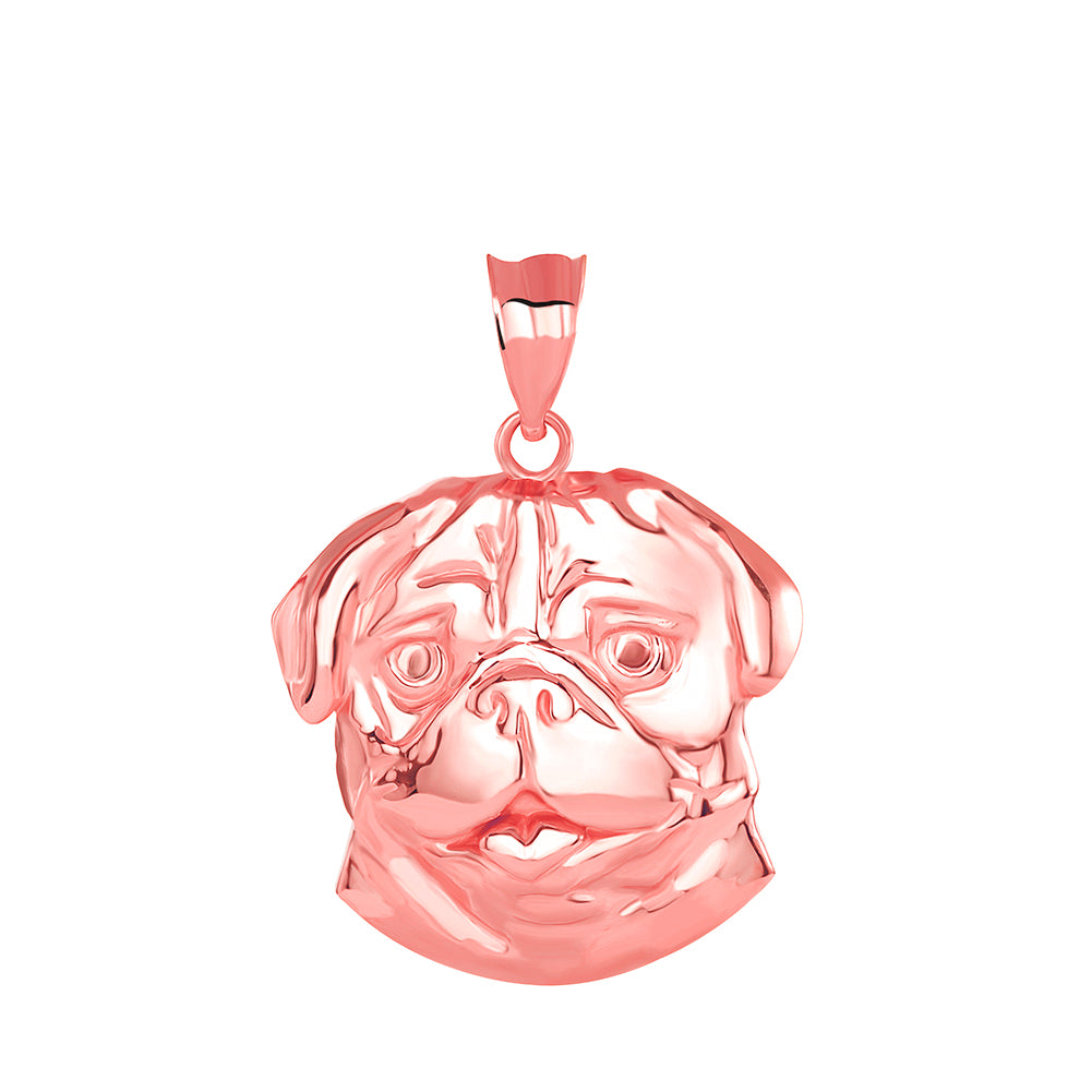 Gold Pug Head Pendant Necklace, view 5