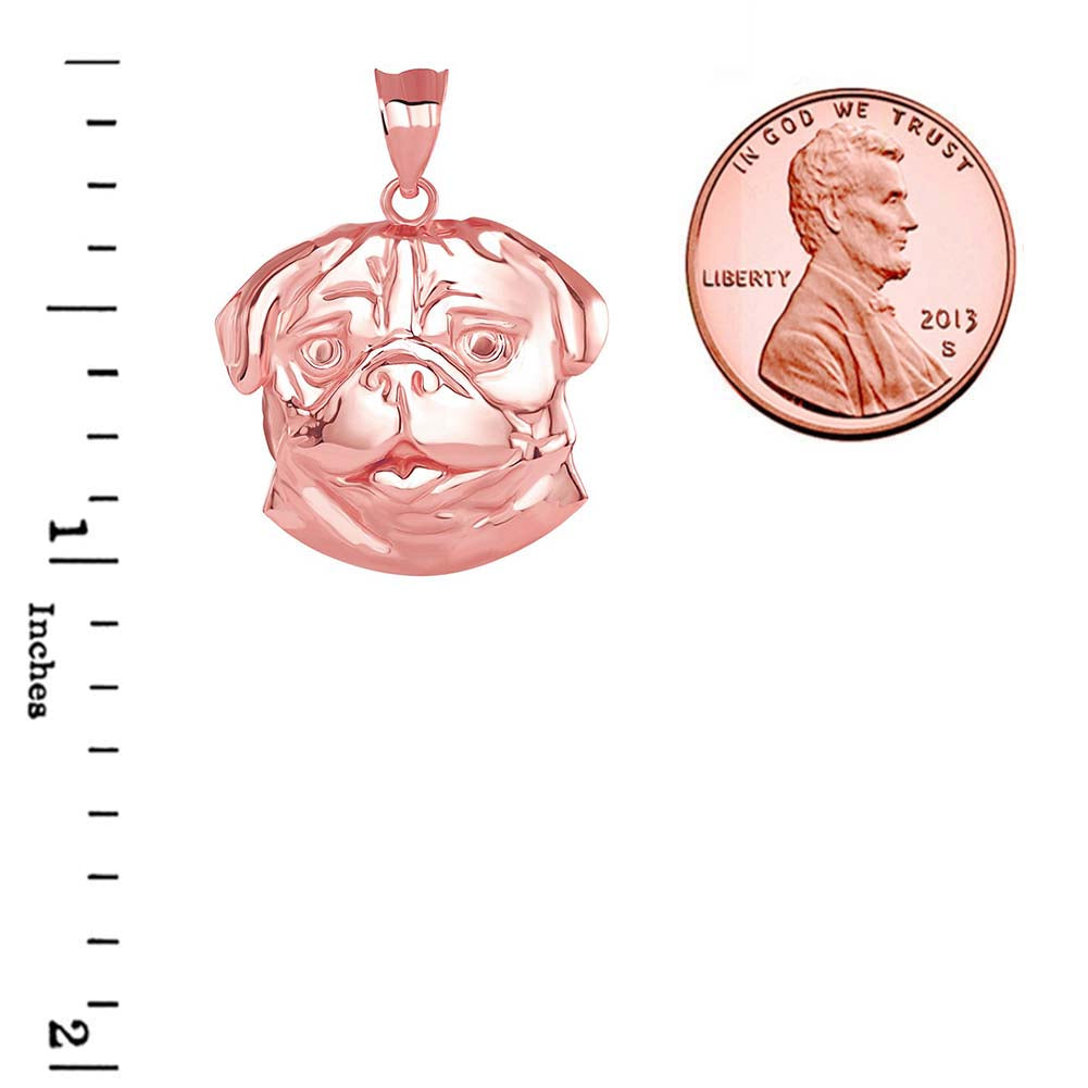 Gold Pug Head Pendant Necklace, view 6