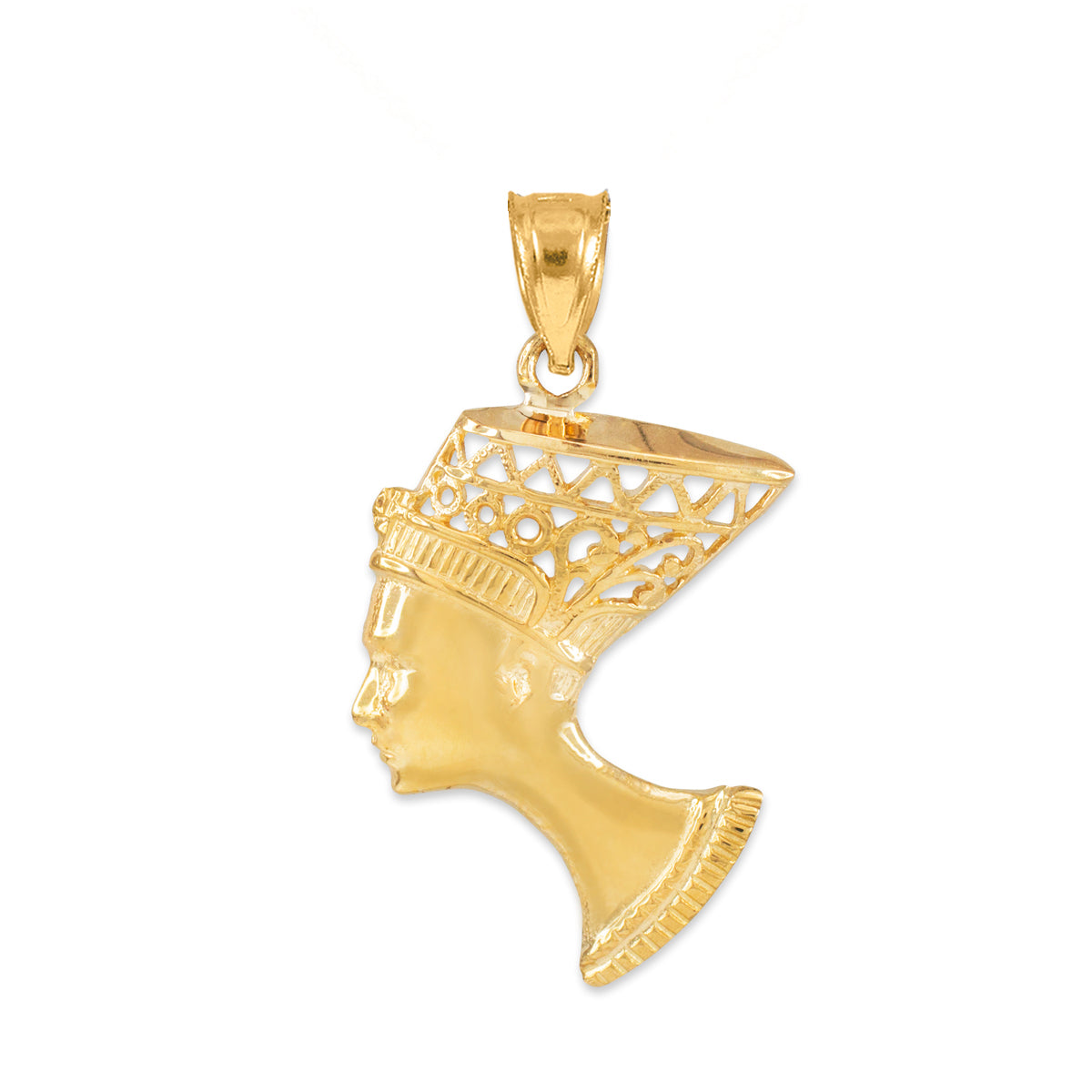 Gold Queen Nefertiti Filigree Pendant Necklace, view 2