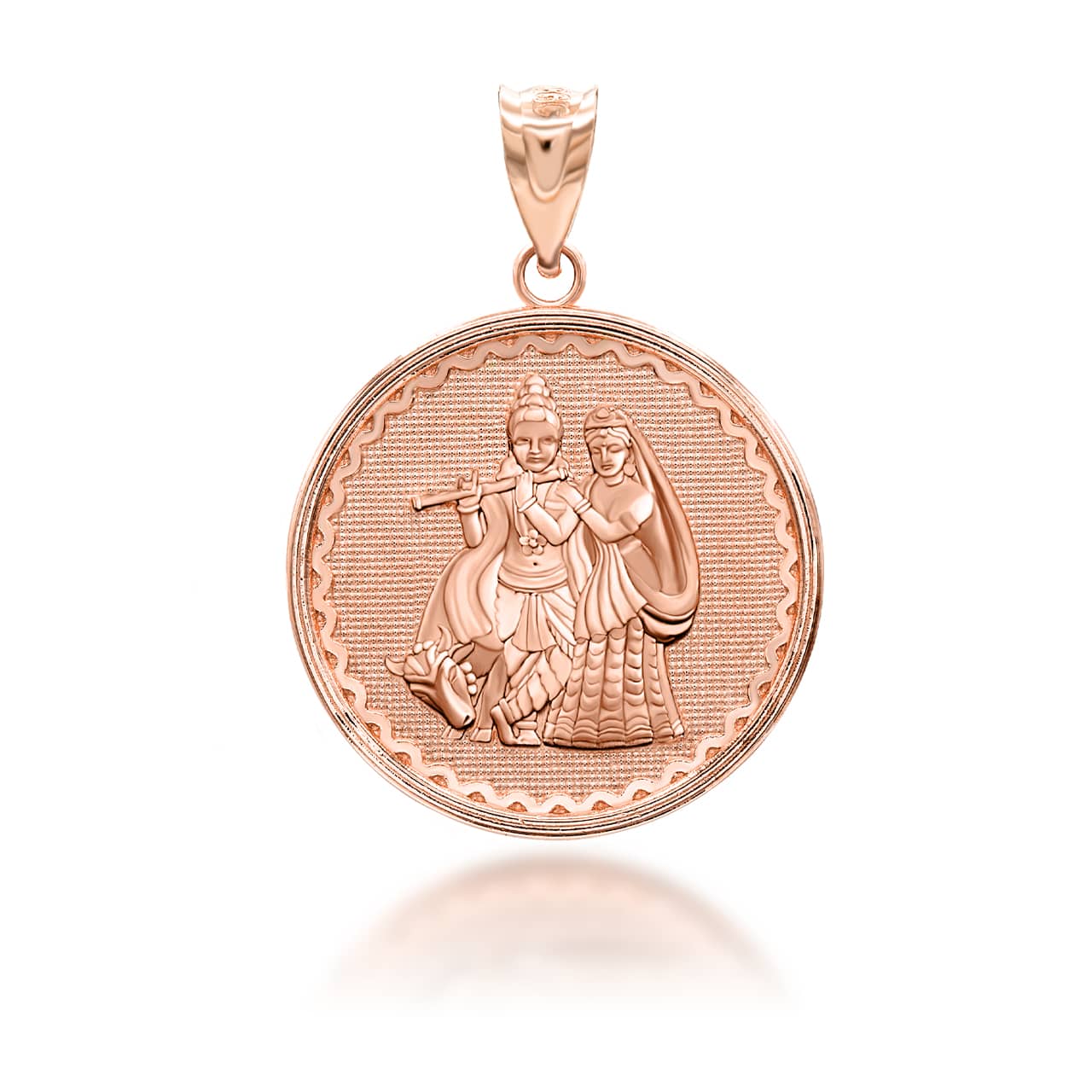 Gold Radha Krishna Hindu Pendant Necklace, view 5