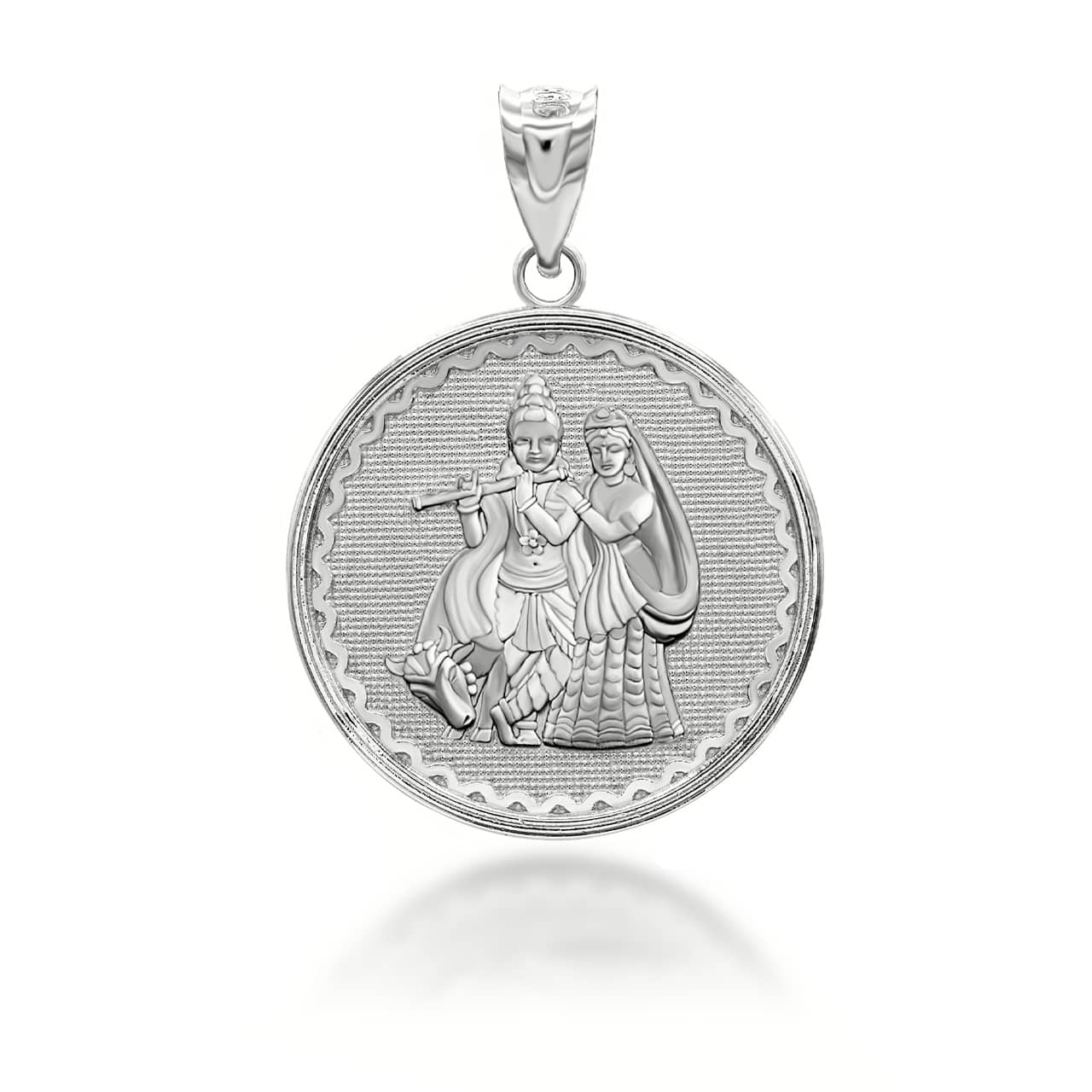 Gold Radha Krishna Hindu Pendant Necklace, view 7