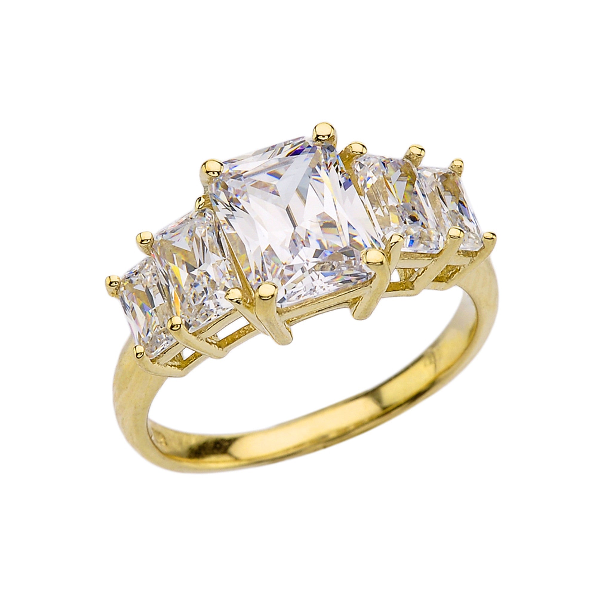 Gold Radiant Cut 7 Carat Engagement Ring, view 4