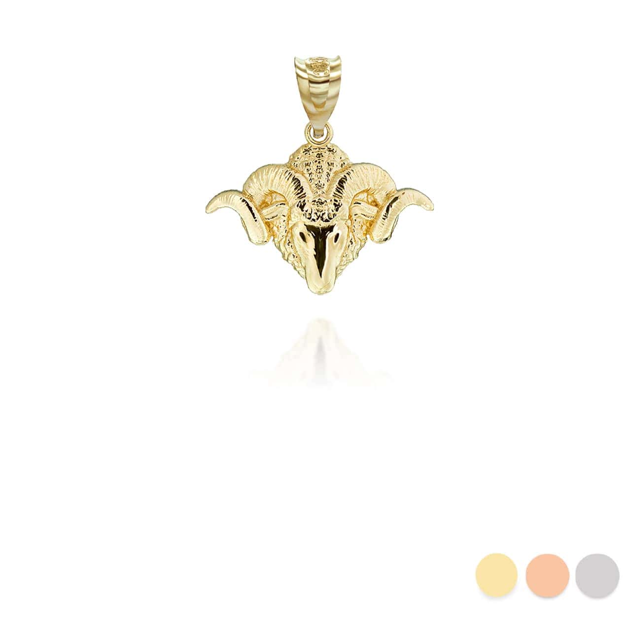 Gold Ram Head Bighorn Mountain Sheep Pendant Necklace