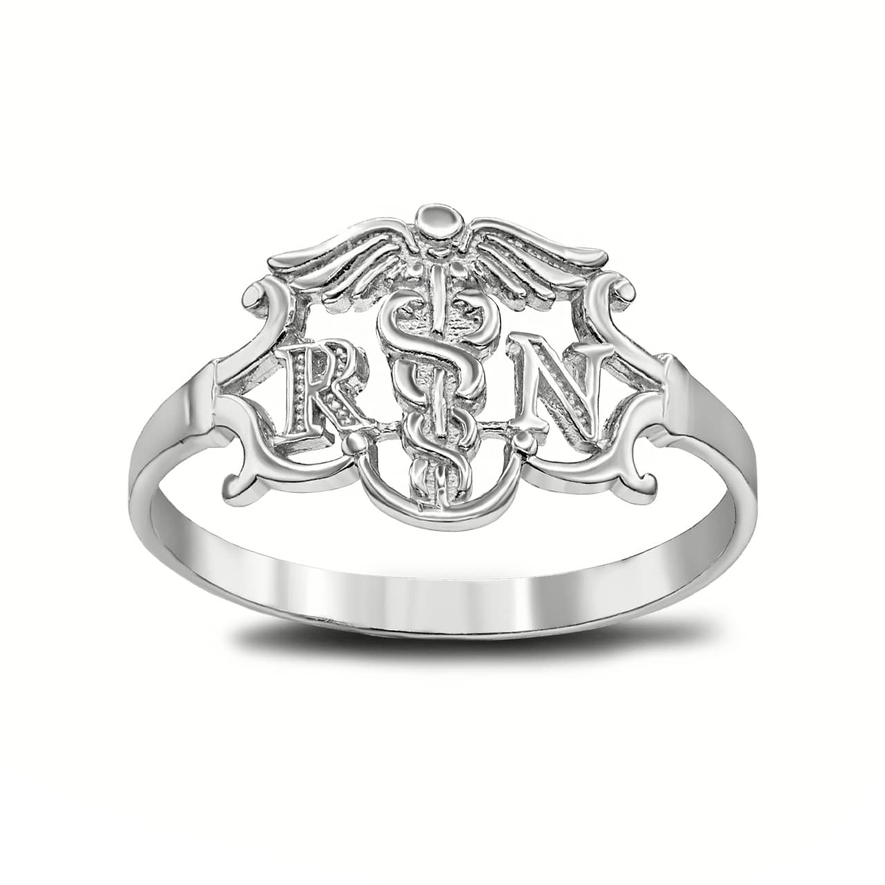 Gold Registered Nurse RN Caduceus Medical Ring (0.4"), view 2