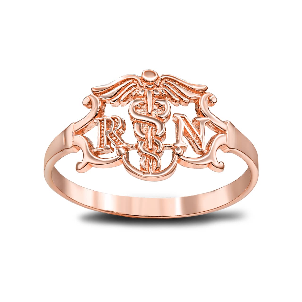 Gold Registered Nurse RN Caduceus Medical Ring (0.4"), view 3