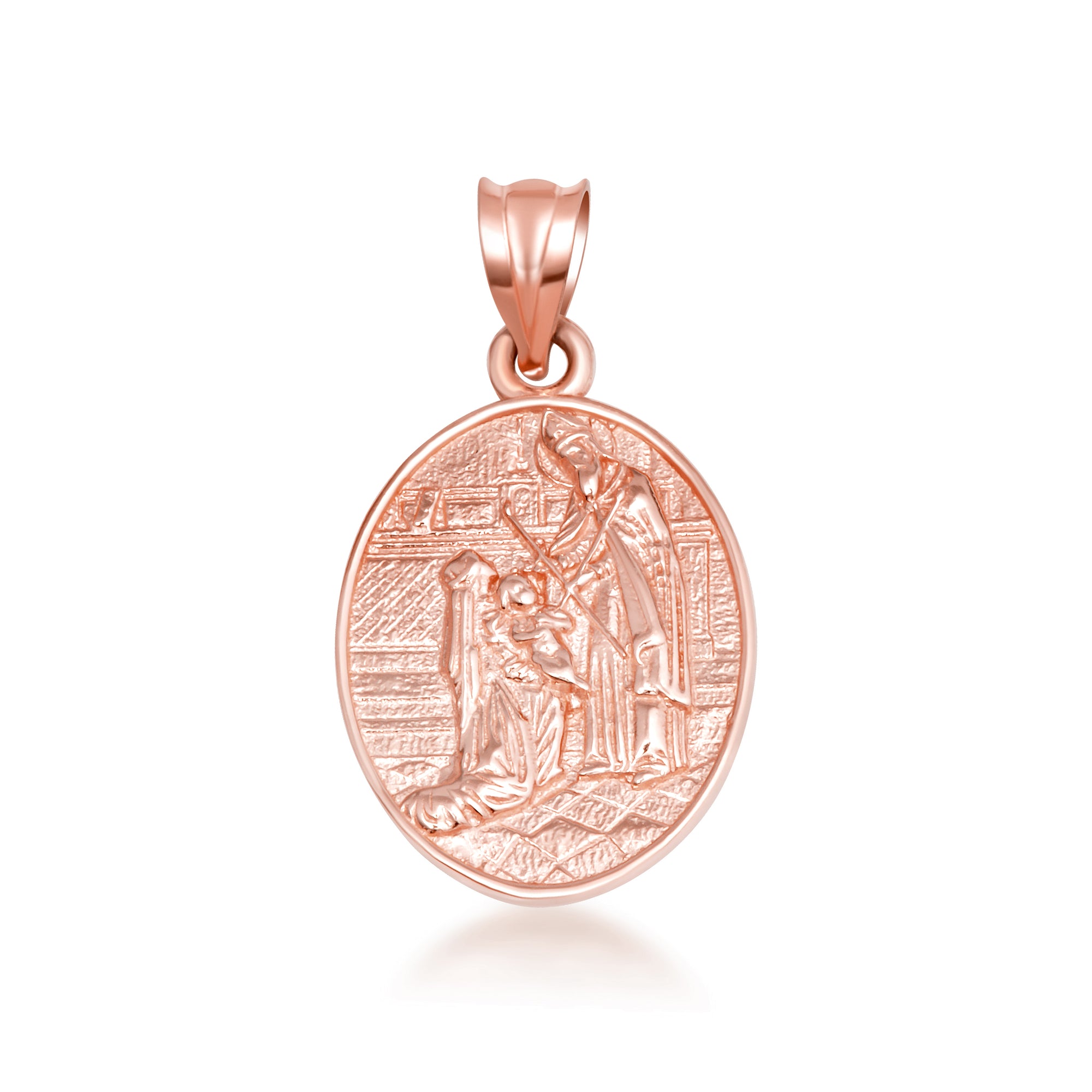 Gold Religious Baby Jesus Mary & Joseph Oval Medallion Pendant Necklace, view 9