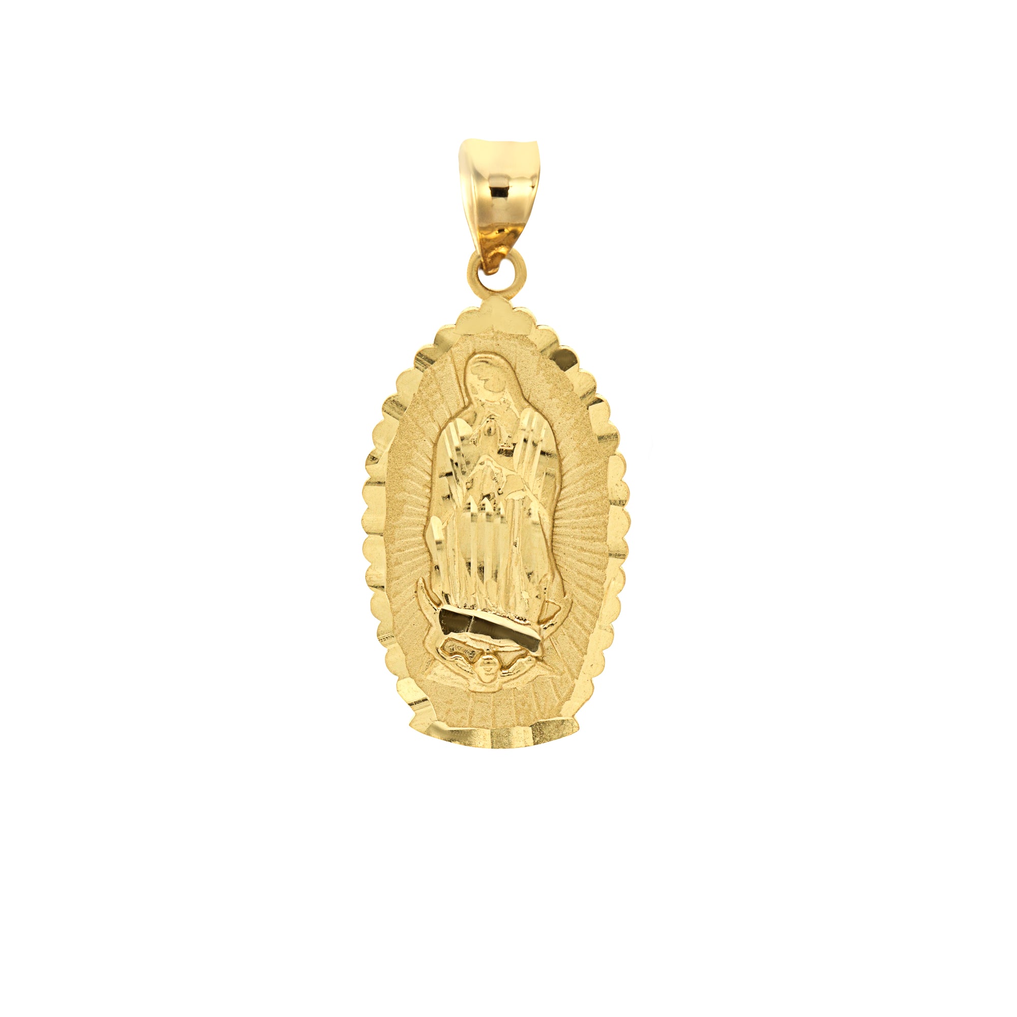 Gold Religious Our Lady of Guadalupe Patroness of Unconditional Love and Protection Pendant Necklace