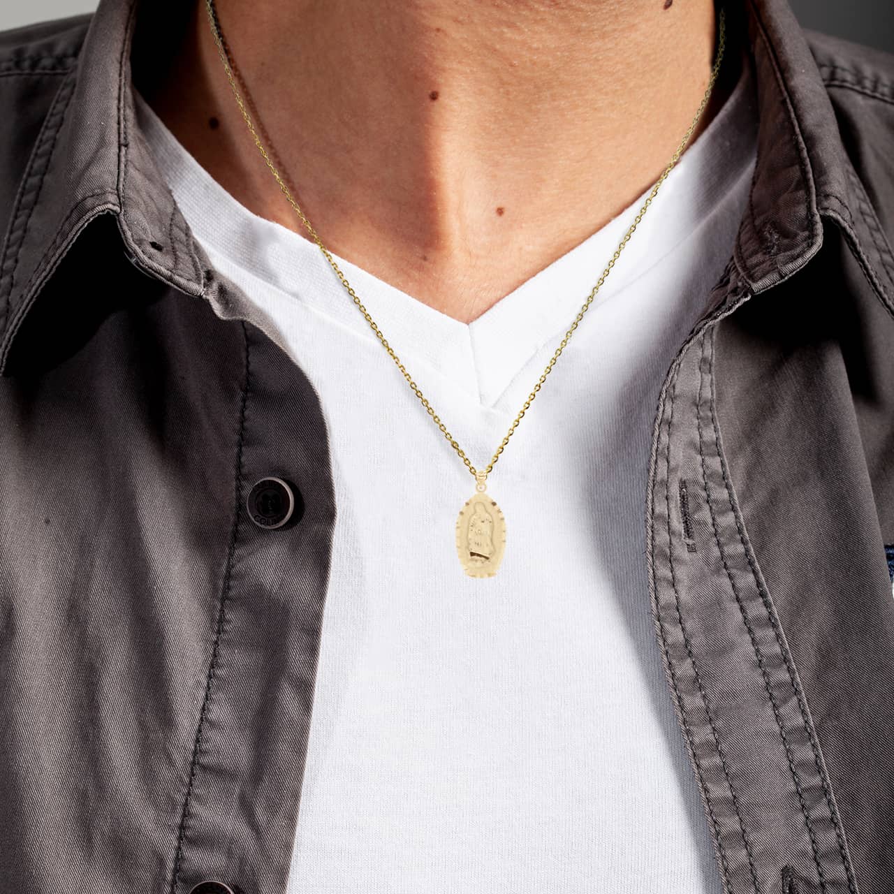 Gold Religious Our Lady of Guadalupe Patroness of Unconditional Love and Protection Pendant Necklace, view 2