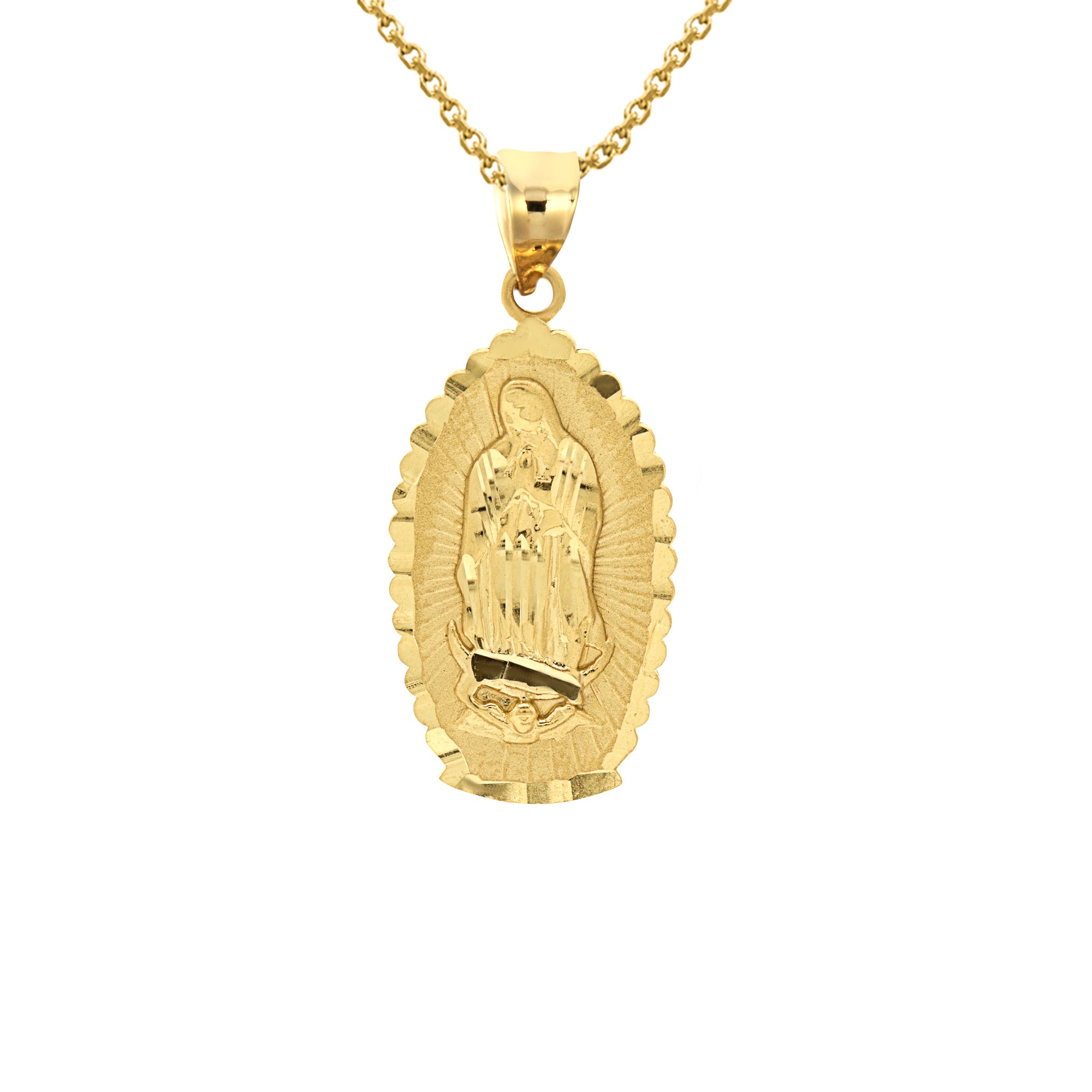 Gold Religious Our Lady of Guadalupe Patroness of Unconditional Love and Protection Pendant Necklace, view 4