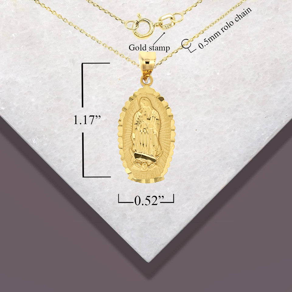 Gold Religious Our Lady of Guadalupe Patroness of Unconditional Love and Protection Pendant Necklace, view 5