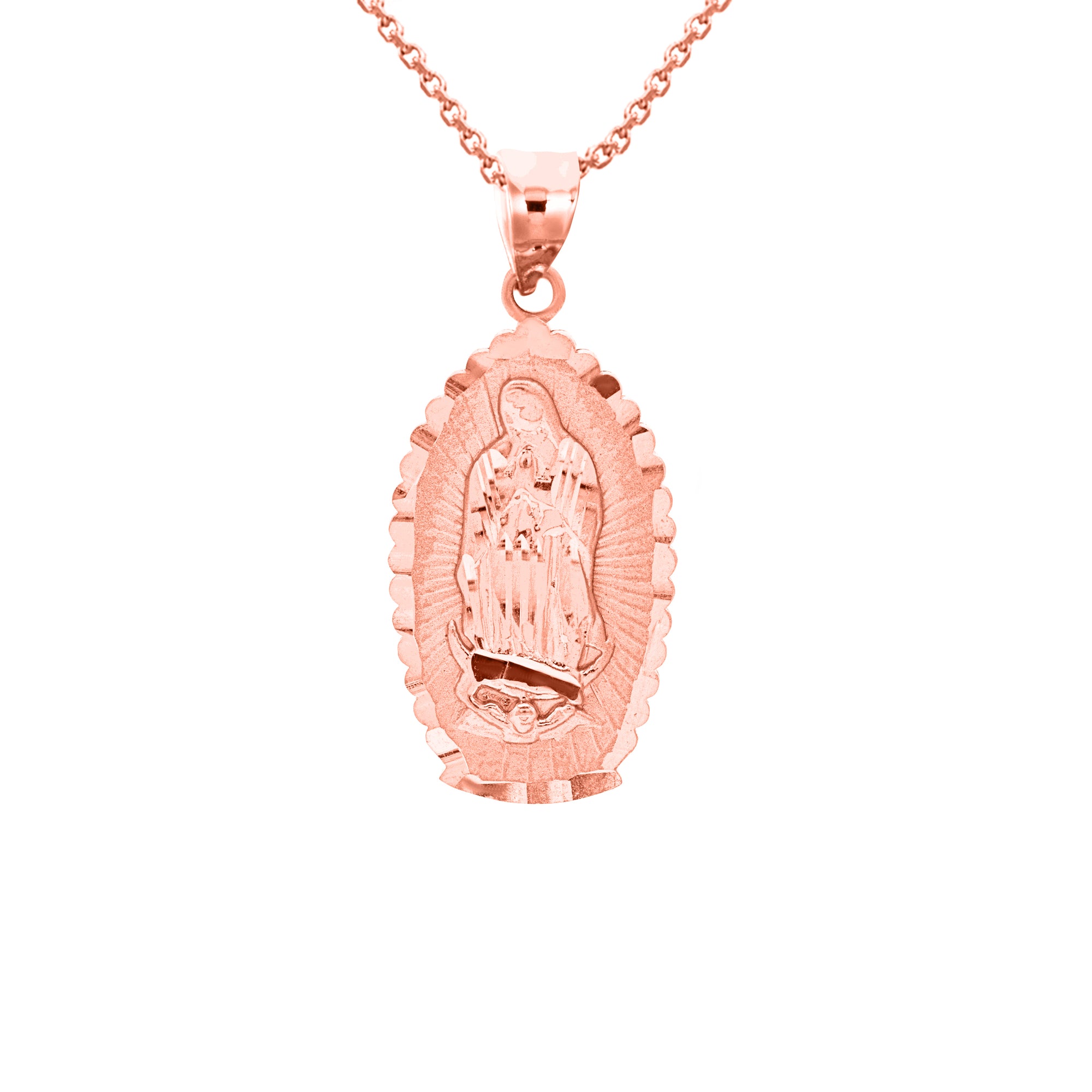 Gold Religious Our Lady of Guadalupe Patroness of Unconditional Love and Protection Pendant Necklace, view 8