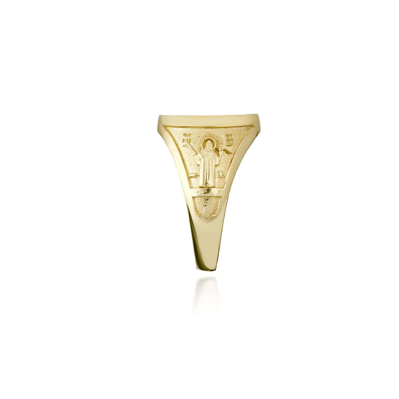 Gold Religious Patron Saint Benedict Cross Medal Signet Ring, view 5