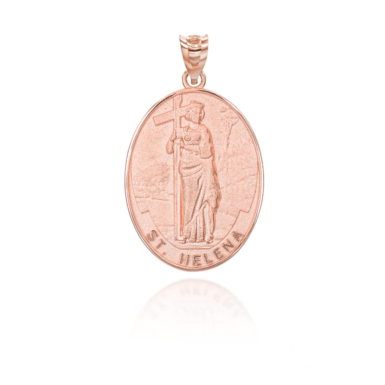 Gold Religious Patron Saint Helena Oval Medallion Pendant Necklace, view 6